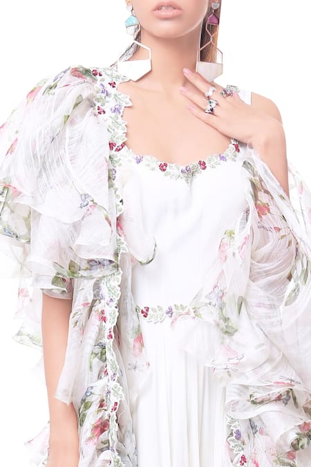 Mahima Mahajan_White Printed Anarkali With Dupatta_Online_at_Aza_Fashions