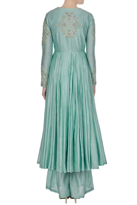 Neha Khullar Chanderi kurta with gota pleated jacket & pants 