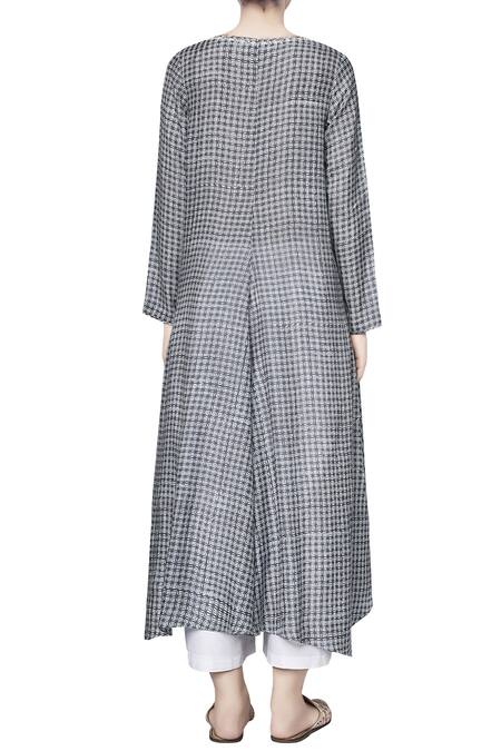 Shop Anita Dongre Grey Silk Printed Azalea Straight Tunic at Aza Fashions Shop_Anita Dongre_Grey Silk Printed Azalea Straight Tunic_at_Aza_Fashions