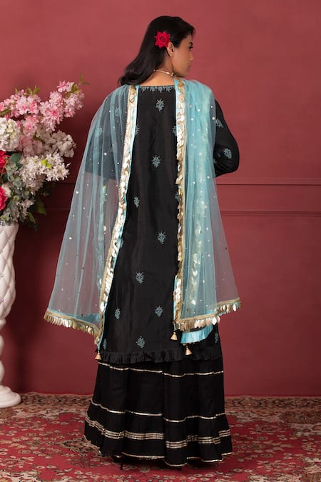 Ruh Clothing Embroidered Angrakha Kurta Sharara Set 