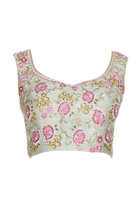 Shop Rajat & Shraddha Pink Georgette Embroidered Rose Pre-draped Saree With Sequin Blouse Online at Aza Fashions Shop_Rajat & Shraddha_Pink Georgette Embroidered Rose Pre-draped Saree With Sequin Blouse _Online_at_Aza_Fashions