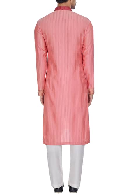 Kunal Anil Tanna Coral spun silk pintucked kurta set 