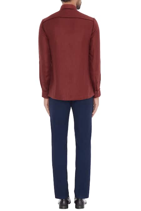 Khanijo Wine linen solid shirt 