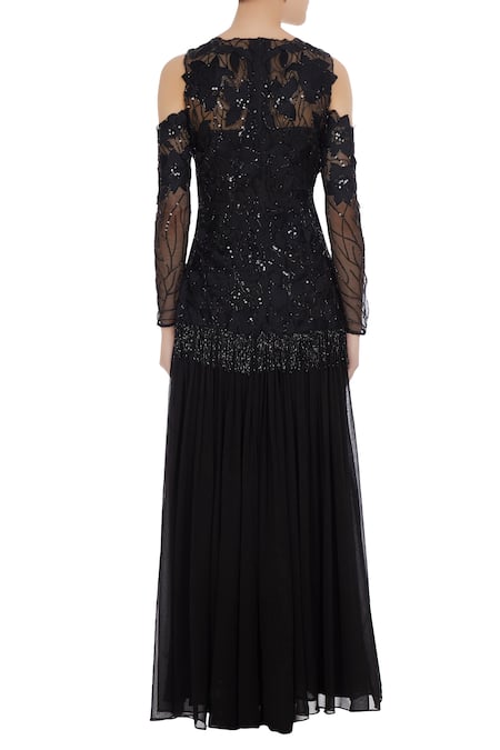 Mani Bhatia Cold Shoulder Gown 