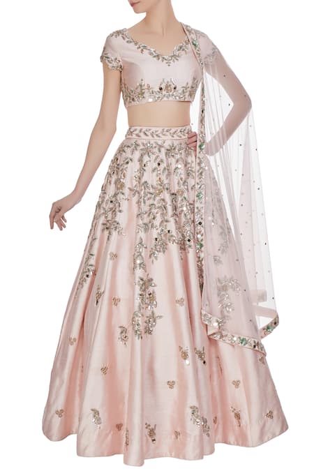 Mani Bhatia Mirror & mukaish embroidered lehenga set 