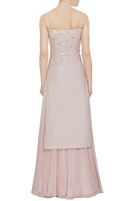 Shop Pooja Peshoria Pink Hand Embroidered Sequin And Swarovski Kurta Set at Aza Fashions Shop_Pooja Peshoria_Pink Hand Embroidered Sequin And Swarovski Kurta Set _at_Aza_Fashions