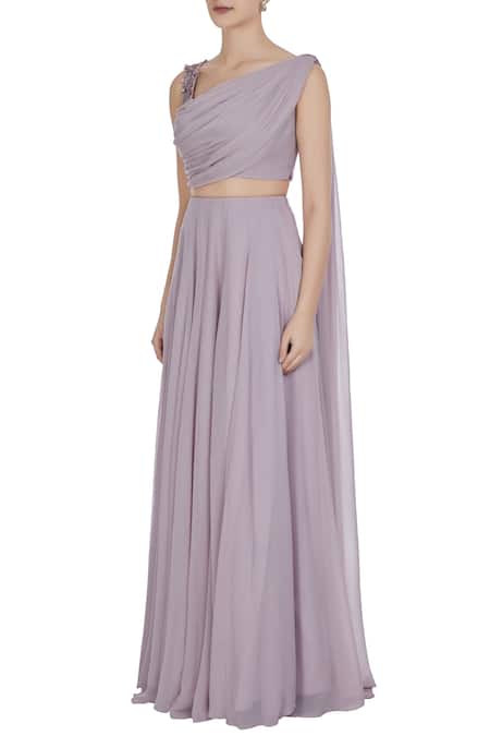 Buy Pooja Peshoria Purple Georgette Embroidered Sequin And Cut Dana Work & Hand Lehenga Set Online at Aza Fashions Buy_Pooja Peshoria_Purple Georgette Embroidered Sequin And Cut Dana Work & Hand Lehenga Set _Online_at_Aza_Fashions