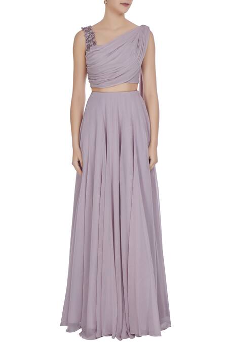 Shop Pooja Peshoria Purple Georgette Embroidered Sequin And Cut Dana Work & Hand Lehenga Set Online at Aza Fashions Shop_Pooja Peshoria_Purple Georgette Embroidered Sequin And Cut Dana Work & Hand Lehenga Set _Online_at_Aza_Fashions