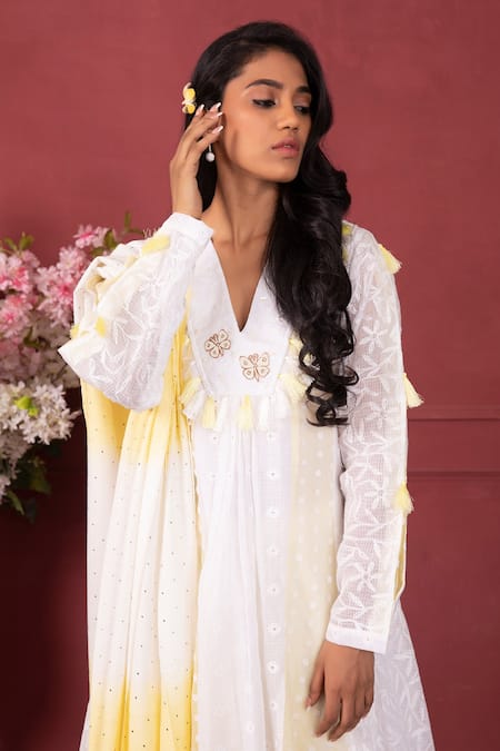 Buy Ruh Clothing White Chanderi, Organic Cotton Tepchi Work V Neck Embroidered Anarkali Set Online at Aza Fashions Buy_Ruh Clothing_White Chanderi, Organic Cotton Tepchi Work V Neck Embroidered Anarkali Set _Online_at_Aza_Fashions
