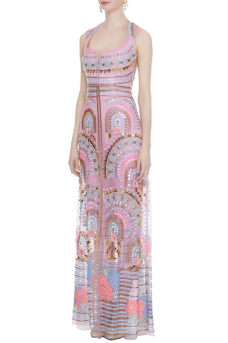 Buy_Papa Dont Preach_Pink Embroidered Jacket Pant Set_Online_at_Aza_Fashions