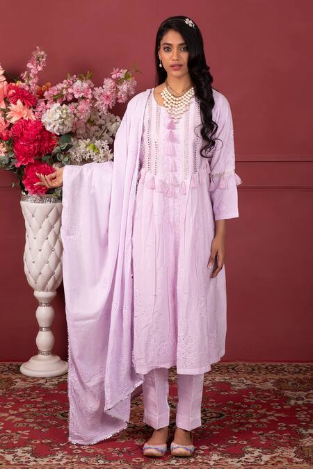 Ruh Clothing Purple Chanderi, Organic Cotton Mukaish , Tepchi Embroidered Kurta Set Online at Aza Fashions Ruh Clothing_Purple Chanderi, Organic Cotton Mukaish , Tepchi Embroidered Kurta Set _Online_at_Aza_Fashions