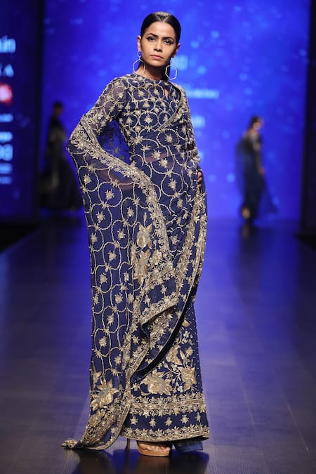 Rabani & Rakha Pre-Draped Embroidered Saree With Blouse 