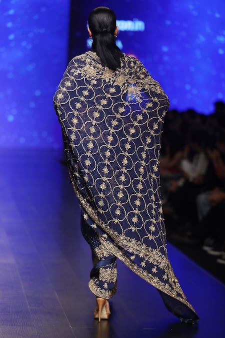 Rabani & Rakha Pre-Draped Embroidered Saree With Blouse 