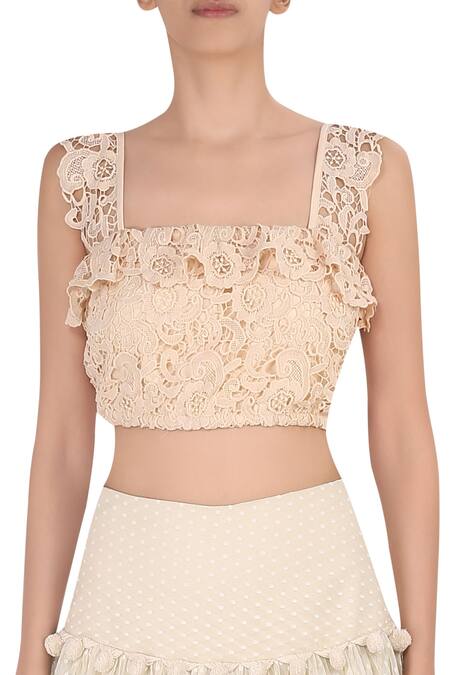 Deme By Gabriella_Beige Layered Maxi Skirt_Online_at_Aza_Fashions