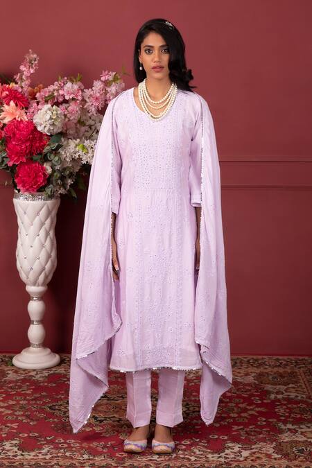 Ruh Clothing Purple Mukaish Work, Chikankari Work, Swarovski Hand Embroidered Kurta Set Online at Aza Fashions Ruh Clothing_Purple Mukaish Work, Chikankari Work, Swarovski Hand Embroidered Kurta Set _Online_at_Aza_Fashions