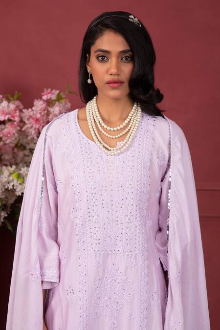 Buy Ruh Clothing Purple Mukaish Work, Chikankari Work, Swarovski Hand Embroidered Kurta Set Online at Aza Fashions Buy_Ruh Clothing_Purple Mukaish Work, Chikankari Work, Swarovski Hand Embroidered Kurta Set _Online_at_Aza_Fashions
