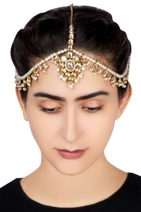 Buy_Kista_Gold Plated Bead Maangtikka_Online_at_Aza_Fashions