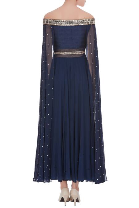 Nidhika Shekhar Off-shoulder cape detail Gown 