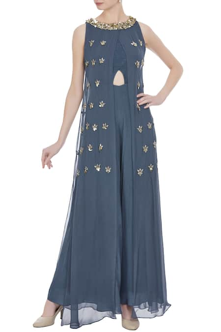 Nidhika Shekhar Georgette bead & sequin layered jumpsuit  