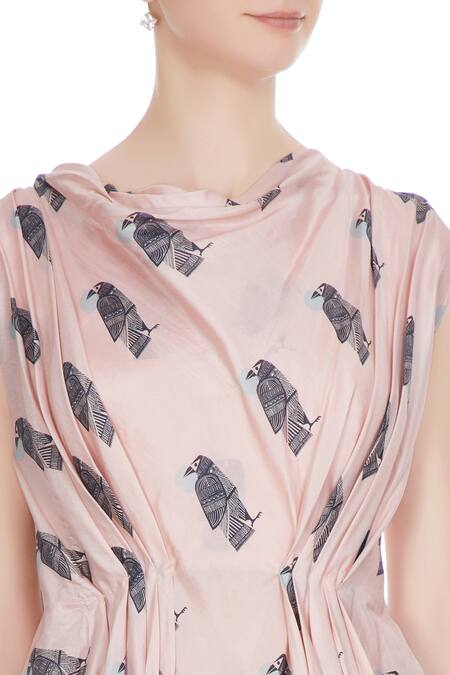 Sva By Sonam & Paras Modi_Beige Printed Crop Top With Draped Layer And Palazzos_at_Aza_Fashions