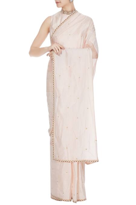 Buy Sva By Sonam & Paras Modi Nude Beige Silk And Organza Pearl Embroidered Saree Set at Aza Fashions Buy_Sva By Sonam & Paras Modi_Nude Beige Silk And Organza Pearl Embroidered Saree Set_at_Aza_Fashions