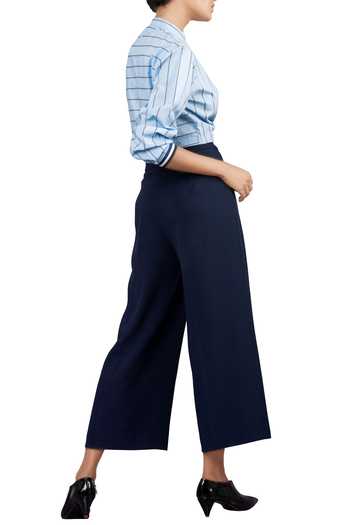 NOTEBOOK Blue Coastline Banana Crepe Trousers Online at Aza Fashions NOTEBOOK_Blue Coastline Banana Crepe Trousers _Online_at_Aza_Fashions