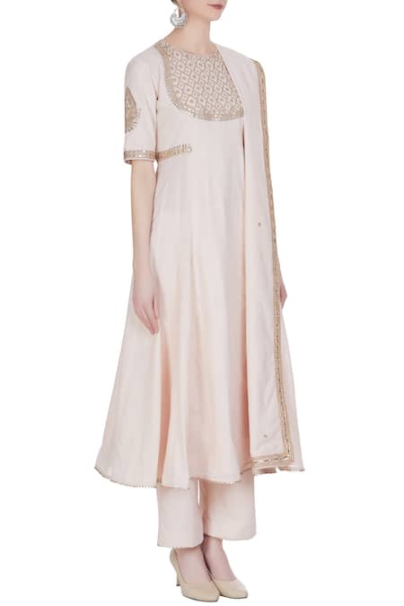 Punit Balana_Pink Round Embroidered Anarkali Kurta With Pants And Dupatta _Online_at_Aza_Fashions