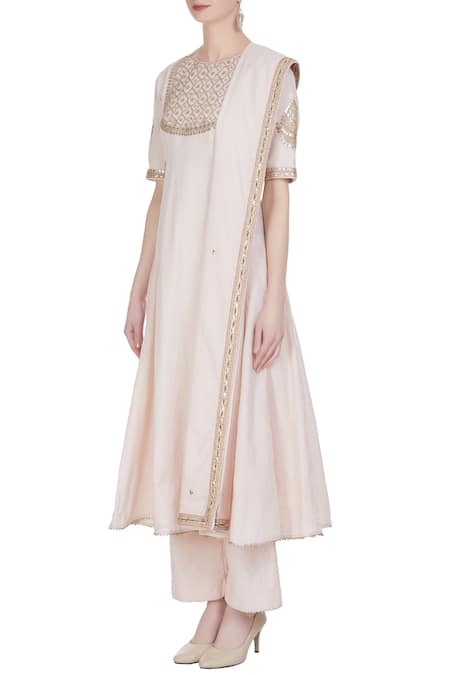 Buy_Punit Balana_Pink Round Embroidered Anarkali Kurta With Pants And Dupatta _Online_at_Aza_Fashions