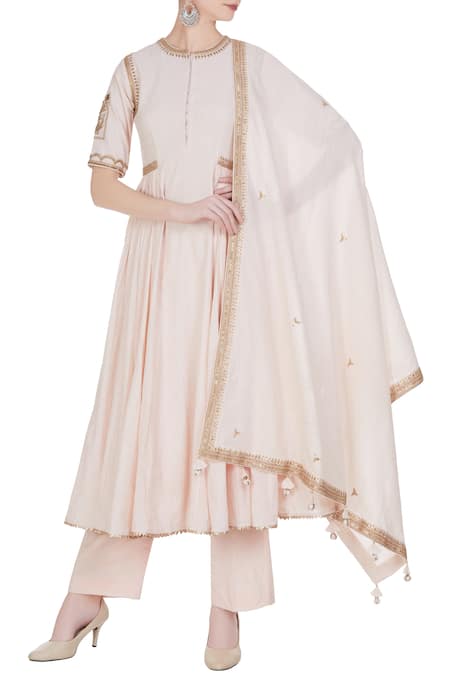 PUNIT BALANA Flared embroidered short anarkali kurta with pants and dupatta 