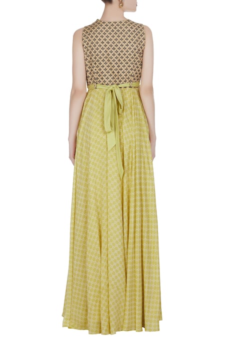 Label Anushree Printed Round Neck Maxi Dress 