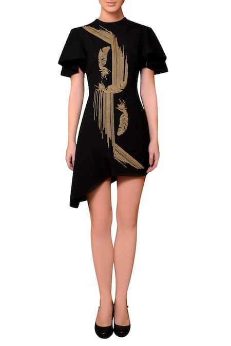 Nitin Bal Chauhan Fusion Asymmetric Embroidered Dress 