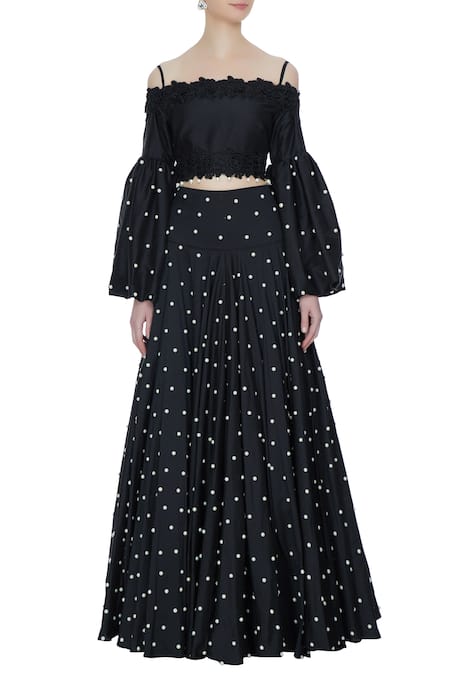 Pooja Rajpal Jaggi_Black Silk Lehenga Set _Online_at_Aza_Fashions