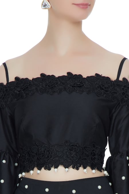 Buy_Pooja Rajpal Jaggi_Black Silk Lehenga Set _Online_at_Aza_Fashions