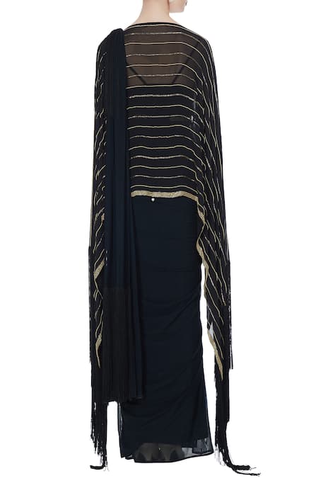 Pooja Rajpal Jaggi Black concept saree with attached pallu-drape & blouse 