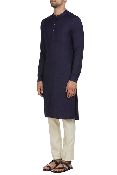 Buy Philocaly Blue Cotton Silk Classic Kurta And Pants Online at Aza Fashions Buy_Philocaly_Blue Cotton Silk Classic Kurta And Pants_Online_at_Aza_Fashions