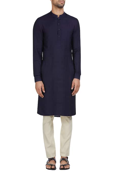 Shop Philocaly Blue Cotton Silk Classic Kurta And Pants Online at Aza Fashions Shop_Philocaly_Blue Cotton Silk Classic Kurta And Pants_Online_at_Aza_Fashions