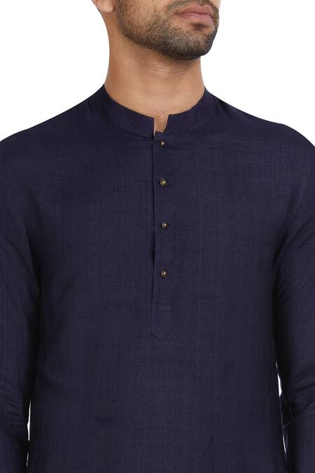 Philocaly Blue Cotton Silk Classic Kurta And Pants at Aza Fashions Philocaly_Blue Cotton Silk Classic Kurta And Pants_at_Aza_Fashions