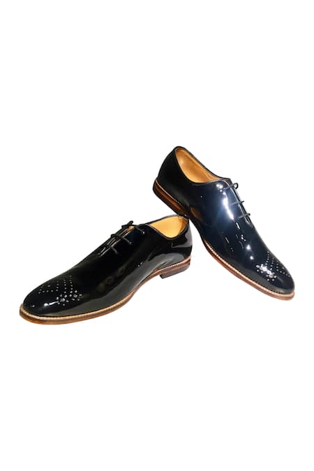 Black Patent Leather Oxford Shoes for Men