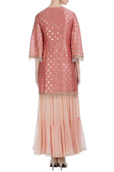 Ushma Vaidya Embroidered Chanderi Silk Kurta Sharara Set 