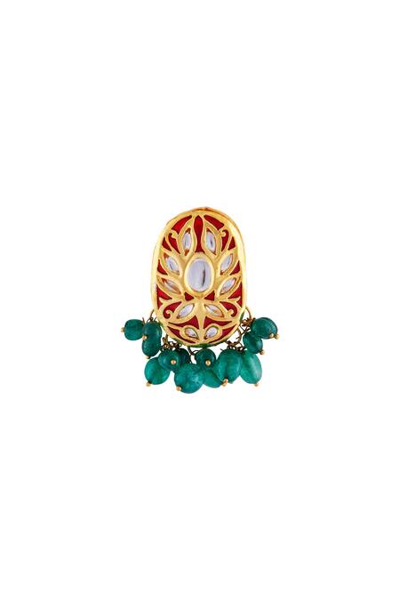 Just Shradhas_Gold Plated Metallic Thread, Stones Meena Work Dangling Earrings_Online_at_Aza_Fashions