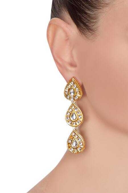 Just Shradhas Tear Drop Shaped Dangling Earrings 