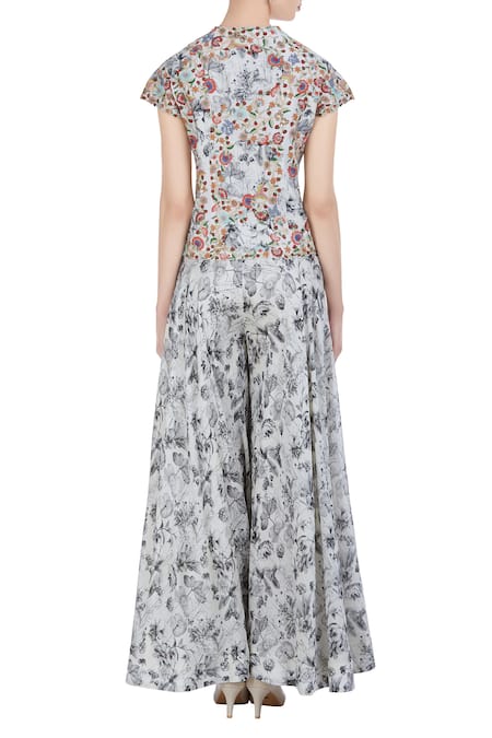 Petticoat Lane By Divya Chanderi Silk Jacket Palazzo Set 