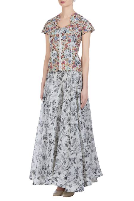 Buy Petticoat Lane By Divya Multi Color V Neck Chanderi Silk Jacket Palazzo Set Online at Aza Fashions Buy_Petticoat Lane By Divya_Multi Color V Neck Chanderi Silk Jacket Palazzo Set _Online_at_Aza_Fashions