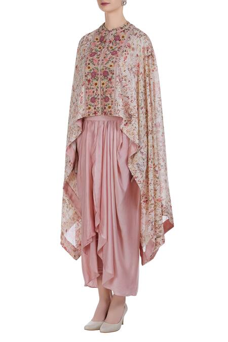 Buy Petticoat Lane By Divya Pink Chanderi Silk Cape Round Embellished And Draped Skirt Set Online at Aza Fashions Buy_Petticoat Lane By Divya_Pink Chanderi Silk Cape Round Embellished And Draped Skirt Set _Online_at_Aza_Fashions