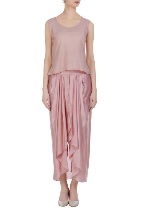 Shop Petticoat Lane By Divya Pink Chanderi Silk Cape Round Embellished And Draped Skirt Set Online at Aza Fashions Shop_Petticoat Lane By Divya_Pink Chanderi Silk Cape Round Embellished And Draped Skirt Set _Online_at_Aza_Fashions