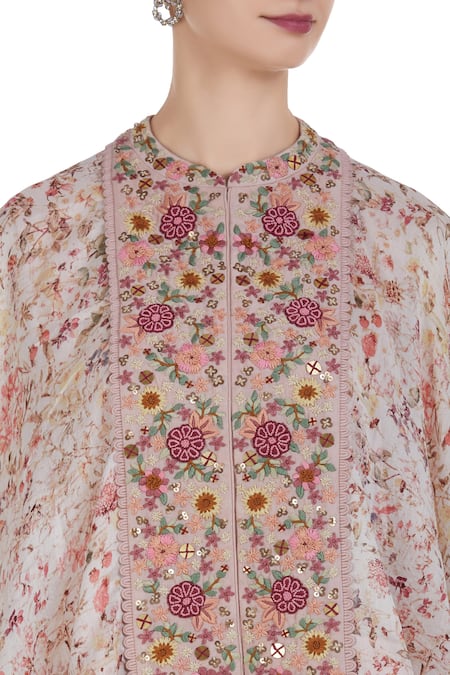 Petticoat Lane By Divya Pink Chanderi Silk Cape Round Embellished And Draped Skirt Set at Aza Fashions Petticoat Lane By Divya_Pink Chanderi Silk Cape Round Embellished And Draped Skirt Set _at_Aza_Fashions