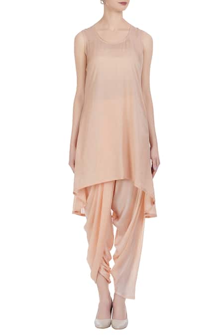 Shop Petticoat Lane By Divya Peach Chiffon Silk Jacket Open Embroidered And Kurta Set Online at Aza Fashions Shop_Petticoat Lane By Divya_Peach Chiffon Silk Jacket Open Embroidered And Kurta Set _Online_at_Aza_Fashions