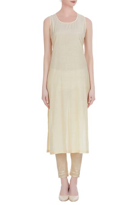 Shop Petticoat Lane By Divya Beige Chiffon Silk Embroidered Thread Floral Jacket-style Kurta With Leggings Online at Aza Fashions Shop_Petticoat Lane By Divya_Beige Chiffon Silk Embroidered Thread Floral Jacket-style Kurta With Leggings _Online_at_Aza_Fashions