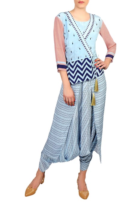 Soup By Sougat Paul Printed Peplum Top & Dhoti Jumpsuit 