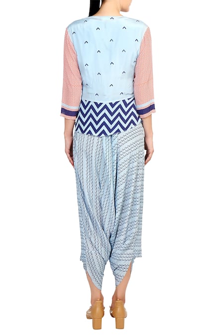 Soup By Sougat Paul Printed Peplum Top & Dhoti Jumpsuit 